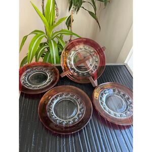 Vintage Kings Crown Thumbprint Ruby 1950’s 8-1/4” Luncheon Plates